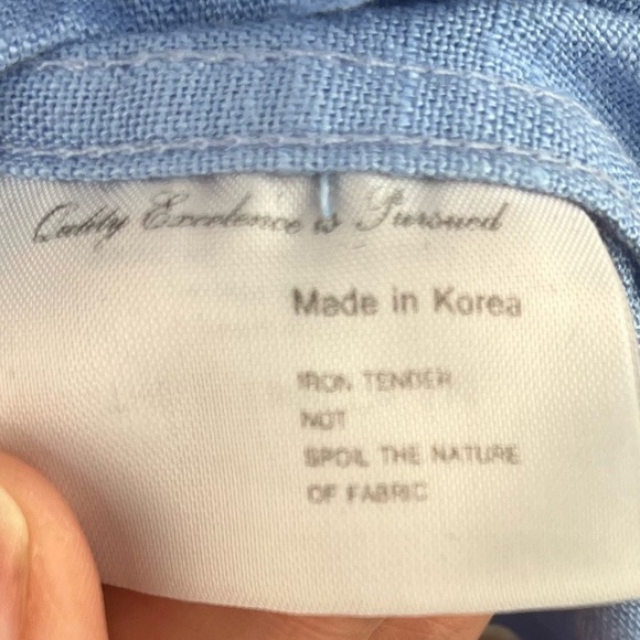 D. LAND Blue Pop Over Shirt Parsons Collar - Picture 3 of 11